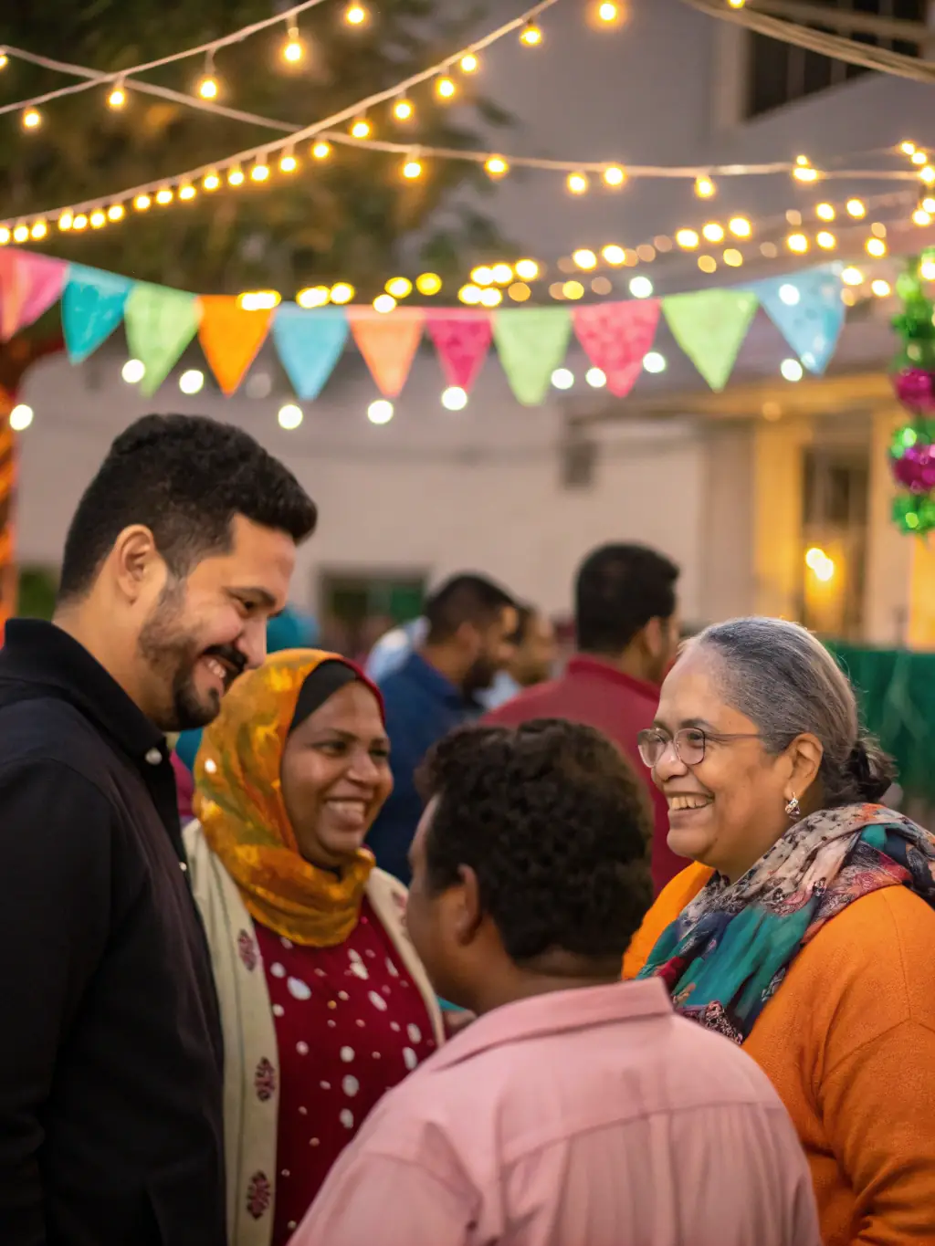 A group of people laughing and connecting during a community event, highlighting the social aspect of AWAKENING AND HARMONY's programs.